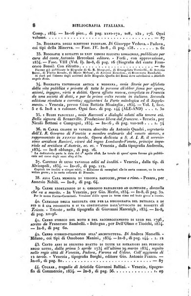 Bibliografia italiana, ossia elenco generale delle opere d'ogni specie e d'ogni lingua stampate in Italia e delle italiane pubblicate all'estero