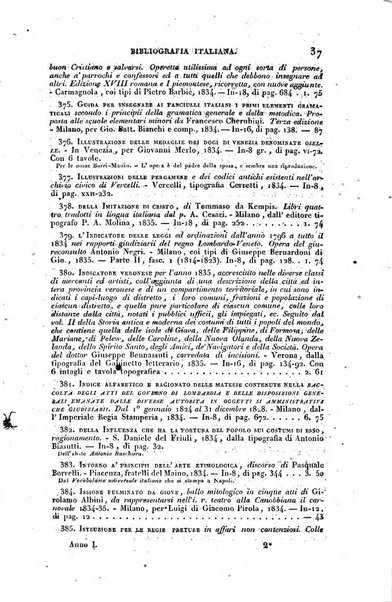 Bibliografia italiana, ossia elenco generale delle opere d'ogni specie e d'ogni lingua stampate in Italia e delle italiane pubblicate all'estero