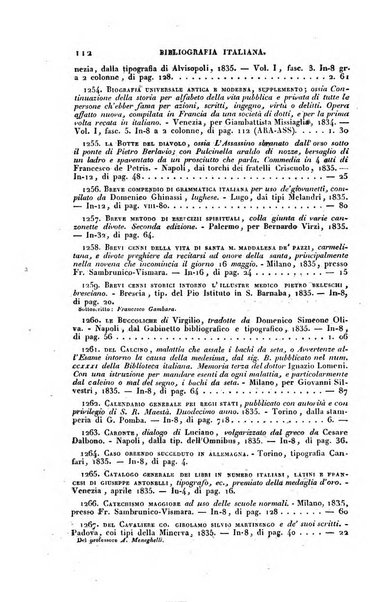 Bibliografia italiana, ossia elenco generale delle opere d'ogni specie e d'ogni lingua stampate in Italia e delle italiane pubblicate all'estero