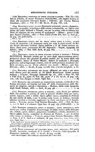 Bibliografia italiana, ossia elenco generale delle opere d'ogni specie e d'ogni lingua stampate in Italia e delle italiane pubblicate all'estero