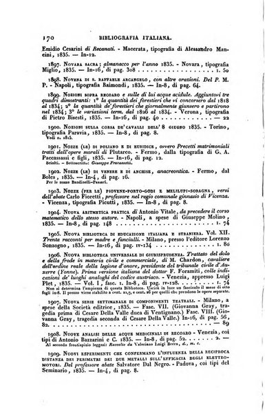 Bibliografia italiana, ossia elenco generale delle opere d'ogni specie e d'ogni lingua stampate in Italia e delle italiane pubblicate all'estero