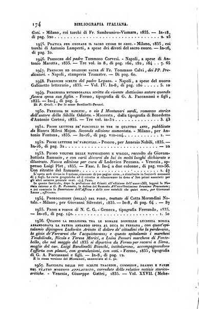 Bibliografia italiana, ossia elenco generale delle opere d'ogni specie e d'ogni lingua stampate in Italia e delle italiane pubblicate all'estero