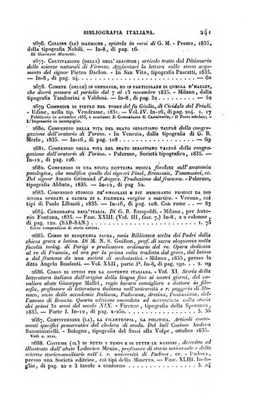 Bibliografia italiana, ossia elenco generale delle opere d'ogni specie e d'ogni lingua stampate in Italia e delle italiane pubblicate all'estero