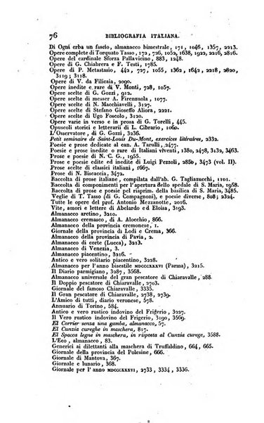 Bibliografia italiana, ossia elenco generale delle opere d'ogni specie e d'ogni lingua stampate in Italia e delle italiane pubblicate all'estero