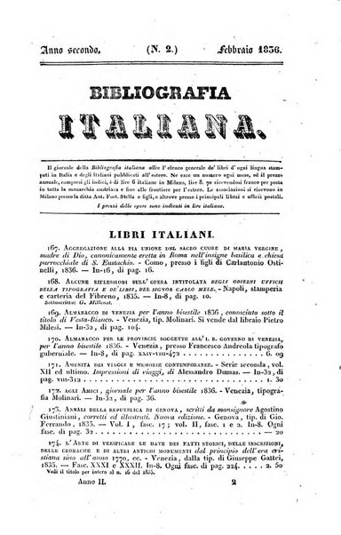 Bibliografia italiana, ossia elenco generale delle opere d'ogni specie e d'ogni lingua stampate in Italia e delle italiane pubblicate all'estero