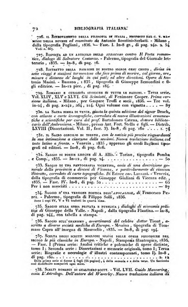 Bibliografia italiana, ossia elenco generale delle opere d'ogni specie e d'ogni lingua stampate in Italia e delle italiane pubblicate all'estero