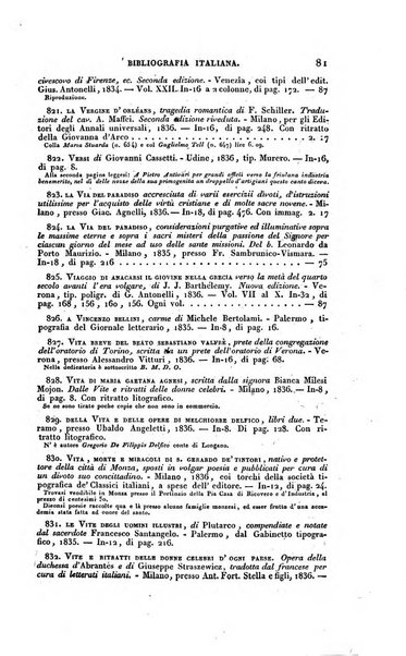 Bibliografia italiana, ossia elenco generale delle opere d'ogni specie e d'ogni lingua stampate in Italia e delle italiane pubblicate all'estero