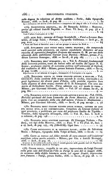 Bibliografia italiana, ossia elenco generale delle opere d'ogni specie e d'ogni lingua stampate in Italia e delle italiane pubblicate all'estero