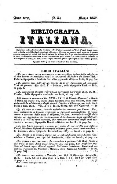 Bibliografia italiana, ossia elenco generale delle opere d'ogni specie e d'ogni lingua stampate in Italia e delle italiane pubblicate all'estero