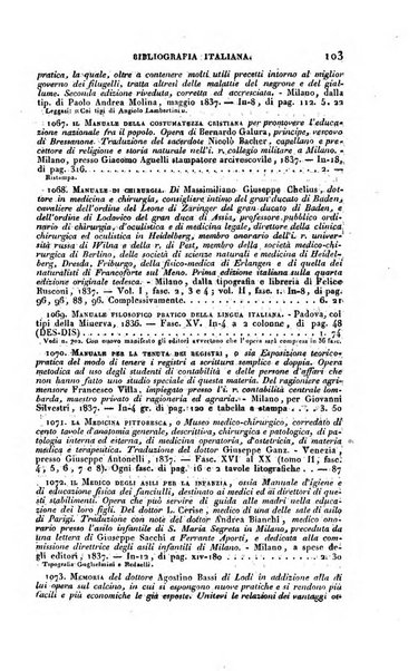 Bibliografia italiana, ossia elenco generale delle opere d'ogni specie e d'ogni lingua stampate in Italia e delle italiane pubblicate all'estero