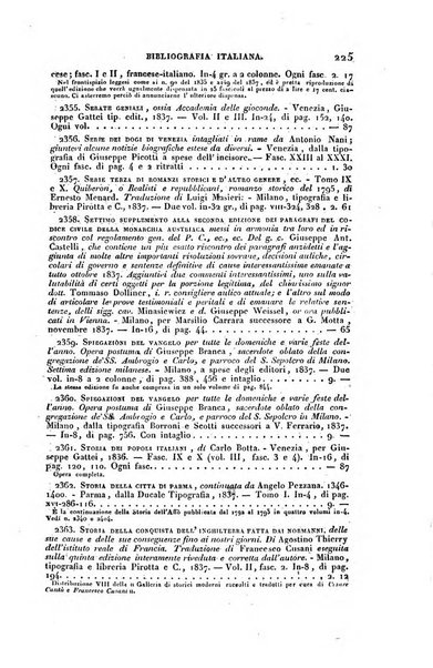 Bibliografia italiana, ossia elenco generale delle opere d'ogni specie e d'ogni lingua stampate in Italia e delle italiane pubblicate all'estero