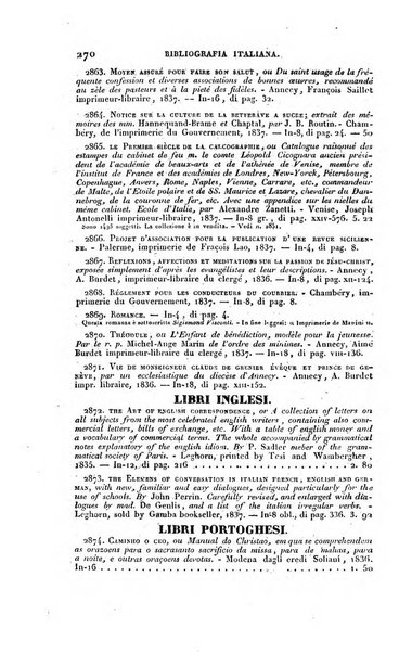 Bibliografia italiana, ossia elenco generale delle opere d'ogni specie e d'ogni lingua stampate in Italia e delle italiane pubblicate all'estero