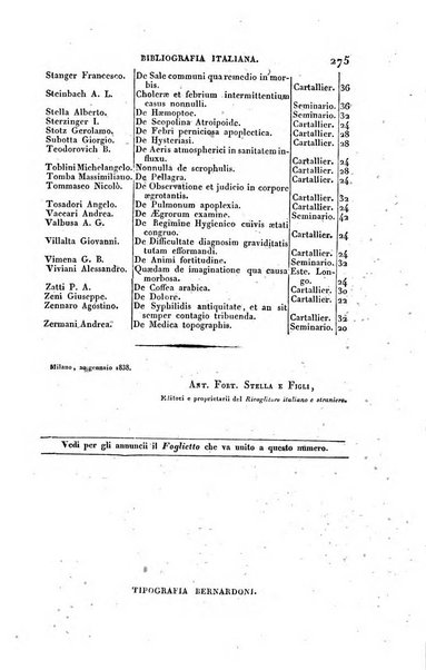 Bibliografia italiana, ossia elenco generale delle opere d'ogni specie e d'ogni lingua stampate in Italia e delle italiane pubblicate all'estero