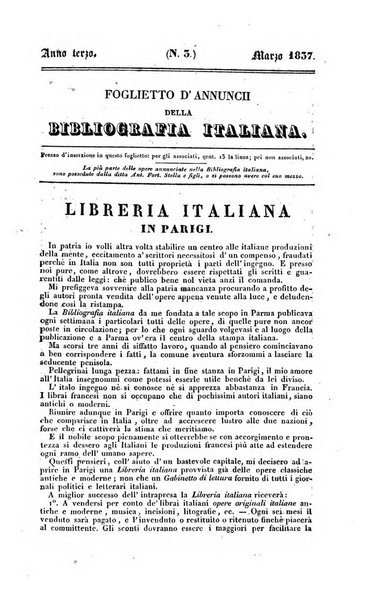 Bibliografia italiana, ossia elenco generale delle opere d'ogni specie e d'ogni lingua stampate in Italia e delle italiane pubblicate all'estero