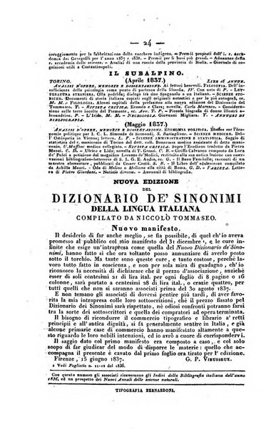 Bibliografia italiana, ossia elenco generale delle opere d'ogni specie e d'ogni lingua stampate in Italia e delle italiane pubblicate all'estero