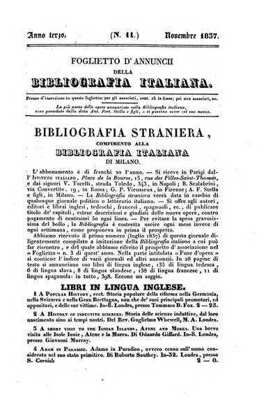 Bibliografia italiana, ossia elenco generale delle opere d'ogni specie e d'ogni lingua stampate in Italia e delle italiane pubblicate all'estero