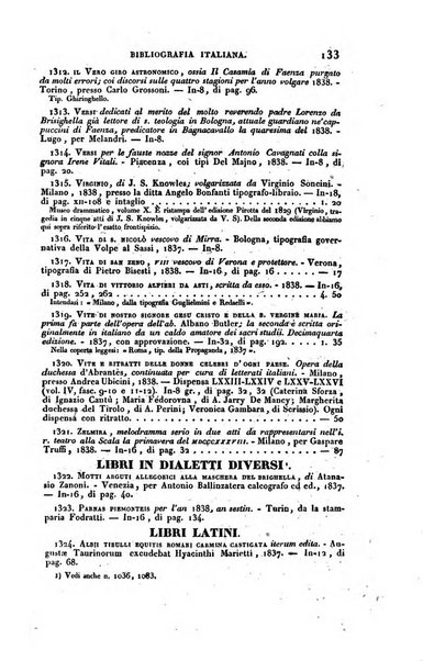 Bibliografia italiana, ossia elenco generale delle opere d'ogni specie e d'ogni lingua stampate in Italia e delle italiane pubblicate all'estero