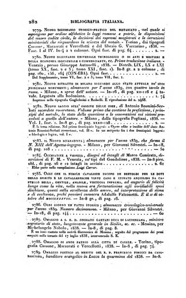 Bibliografia italiana, ossia elenco generale delle opere d'ogni specie e d'ogni lingua stampate in Italia e delle italiane pubblicate all'estero