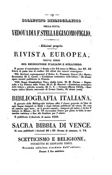 Bibliografia italiana, ossia elenco generale delle opere d'ogni specie e d'ogni lingua stampate in Italia e delle italiane pubblicate all'estero