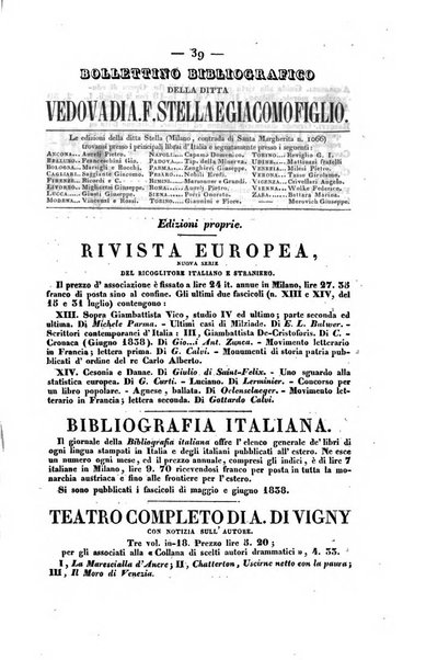 Bibliografia italiana, ossia elenco generale delle opere d'ogni specie e d'ogni lingua stampate in Italia e delle italiane pubblicate all'estero