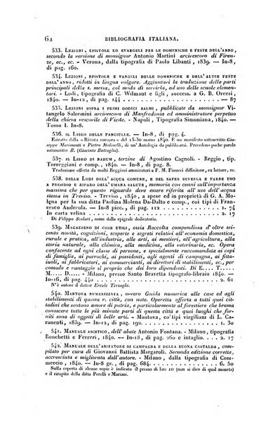 Bibliografia italiana, ossia elenco generale delle opere d'ogni specie e d'ogni lingua stampate in Italia e delle italiane pubblicate all'estero