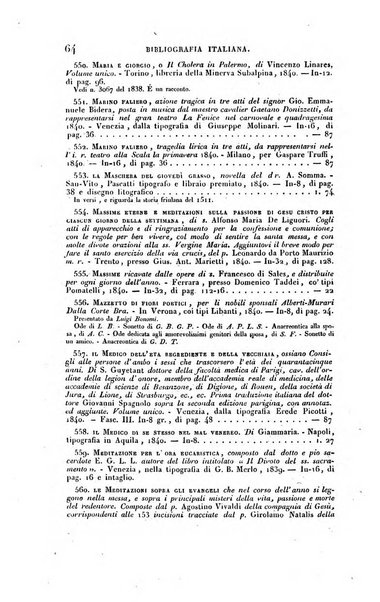 Bibliografia italiana, ossia elenco generale delle opere d'ogni specie e d'ogni lingua stampate in Italia e delle italiane pubblicate all'estero