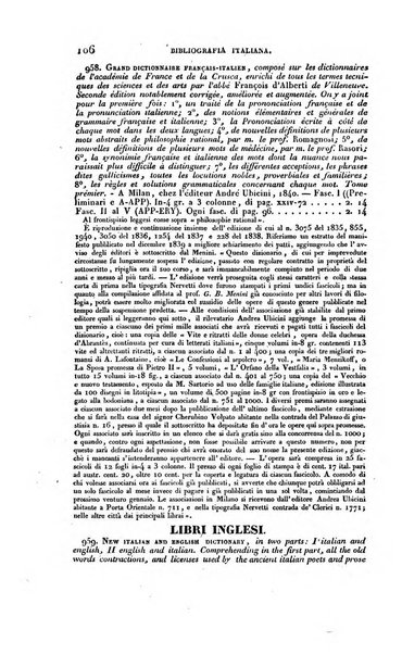 Bibliografia italiana, ossia elenco generale delle opere d'ogni specie e d'ogni lingua stampate in Italia e delle italiane pubblicate all'estero