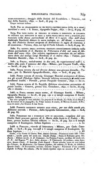 Bibliografia italiana, ossia elenco generale delle opere d'ogni specie e d'ogni lingua stampate in Italia e delle italiane pubblicate all'estero