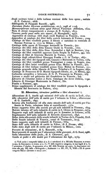 Bibliografia italiana, ossia elenco generale delle opere d'ogni specie e d'ogni lingua stampate in Italia e delle italiane pubblicate all'estero