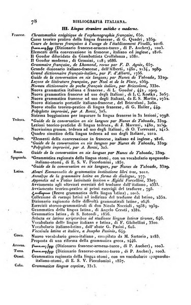 Bibliografia italiana, ossia elenco generale delle opere d'ogni specie e d'ogni lingua stampate in Italia e delle italiane pubblicate all'estero