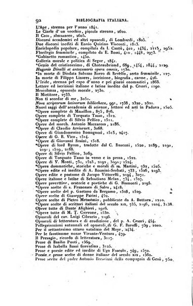 Bibliografia italiana, ossia elenco generale delle opere d'ogni specie e d'ogni lingua stampate in Italia e delle italiane pubblicate all'estero