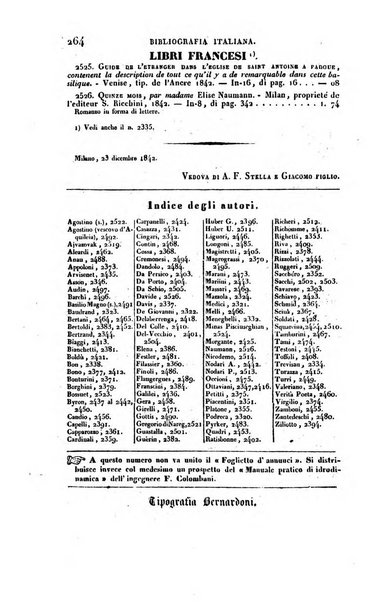 Bibliografia italiana, ossia elenco generale delle opere d'ogni specie e d'ogni lingua stampate in Italia e delle italiane pubblicate all'estero