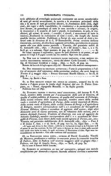 Bibliografia italiana, ossia elenco generale delle opere d'ogni specie e d'ogni lingua stampate in Italia e delle italiane pubblicate all'estero