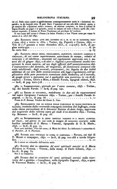 Bibliografia italiana, ossia elenco generale delle opere d'ogni specie e d'ogni lingua stampate in Italia e delle italiane pubblicate all'estero