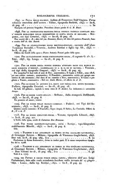 Bibliografia italiana, ossia elenco generale delle opere d'ogni specie e d'ogni lingua stampate in Italia e delle italiane pubblicate all'estero