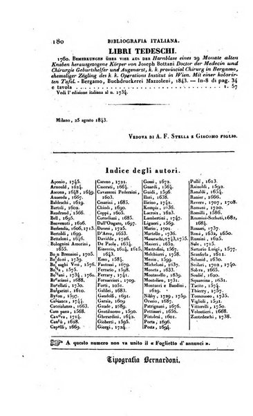 Bibliografia italiana, ossia elenco generale delle opere d'ogni specie e d'ogni lingua stampate in Italia e delle italiane pubblicate all'estero