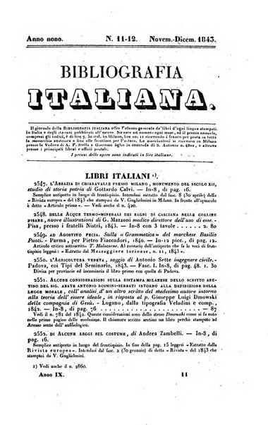 Bibliografia italiana, ossia elenco generale delle opere d'ogni specie e d'ogni lingua stampate in Italia e delle italiane pubblicate all'estero