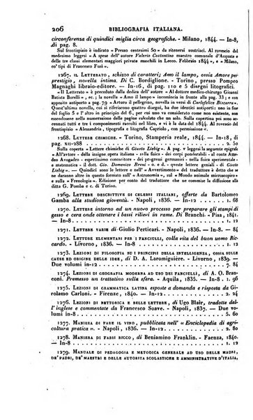 Bibliografia italiana, ossia elenco generale delle opere d'ogni specie e d'ogni lingua stampate in Italia e delle italiane pubblicate all'estero