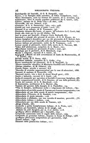 Bibliografia italiana, ossia elenco generale delle opere d'ogni specie e d'ogni lingua stampate in Italia e delle italiane pubblicate all'estero