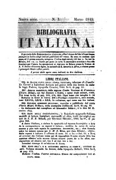 Bibliografia italiana, ossia elenco generale delle opere d'ogni specie e d'ogni lingua stampate in Italia e delle italiane pubblicate all'estero