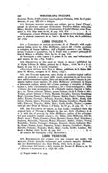 Bibliografia italiana, ossia elenco generale delle opere d'ogni specie e d'ogni lingua stampate in Italia e delle italiane pubblicate all'estero