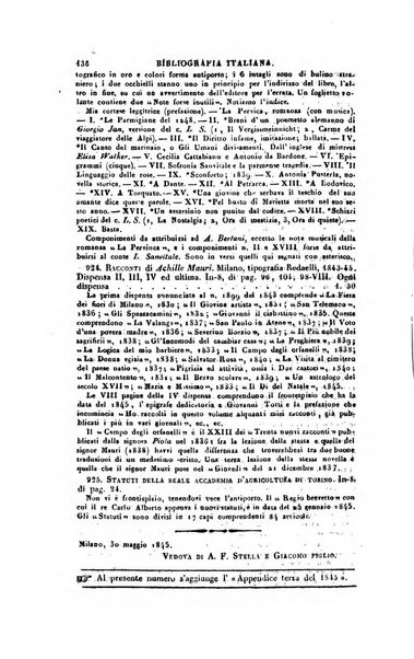 Bibliografia italiana, ossia elenco generale delle opere d'ogni specie e d'ogni lingua stampate in Italia e delle italiane pubblicate all'estero