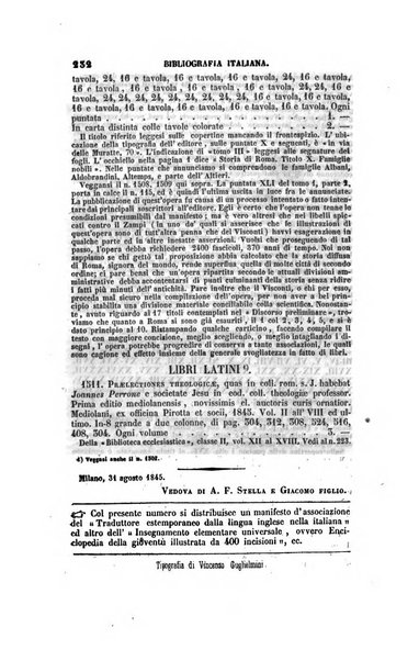 Bibliografia italiana, ossia elenco generale delle opere d'ogni specie e d'ogni lingua stampate in Italia e delle italiane pubblicate all'estero