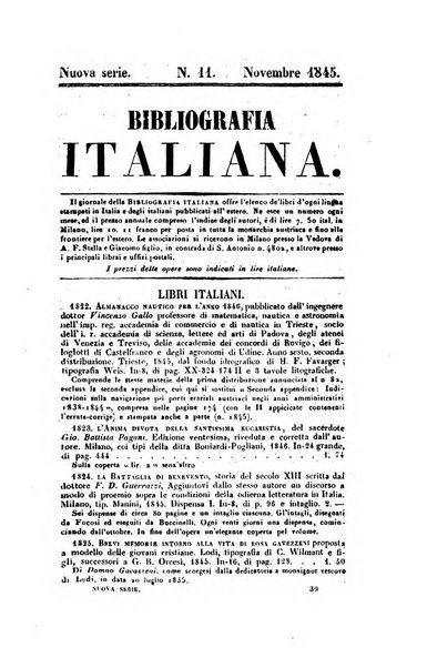 Bibliografia italiana, ossia elenco generale delle opere d'ogni specie e d'ogni lingua stampate in Italia e delle italiane pubblicate all'estero