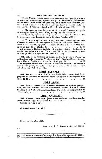 Bibliografia italiana, ossia elenco generale delle opere d'ogni specie e d'ogni lingua stampate in Italia e delle italiane pubblicate all'estero