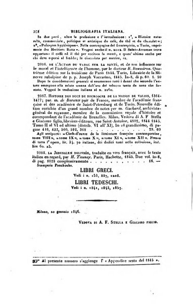 Bibliografia italiana, ossia elenco generale delle opere d'ogni specie e d'ogni lingua stampate in Italia e delle italiane pubblicate all'estero