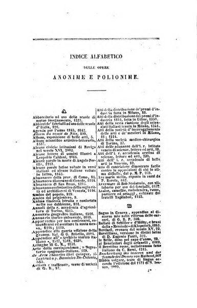 Bibliografia italiana, ossia elenco generale delle opere d'ogni specie e d'ogni lingua stampate in Italia e delle italiane pubblicate all'estero