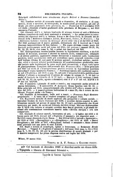 Bibliografia italiana, ossia elenco generale delle opere d'ogni specie e d'ogni lingua stampate in Italia e delle italiane pubblicate all'estero