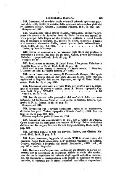 Bibliografia italiana, ossia elenco generale delle opere d'ogni specie e d'ogni lingua stampate in Italia e delle italiane pubblicate all'estero