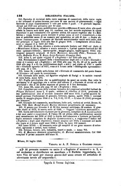 Bibliografia italiana, ossia elenco generale delle opere d'ogni specie e d'ogni lingua stampate in Italia e delle italiane pubblicate all'estero